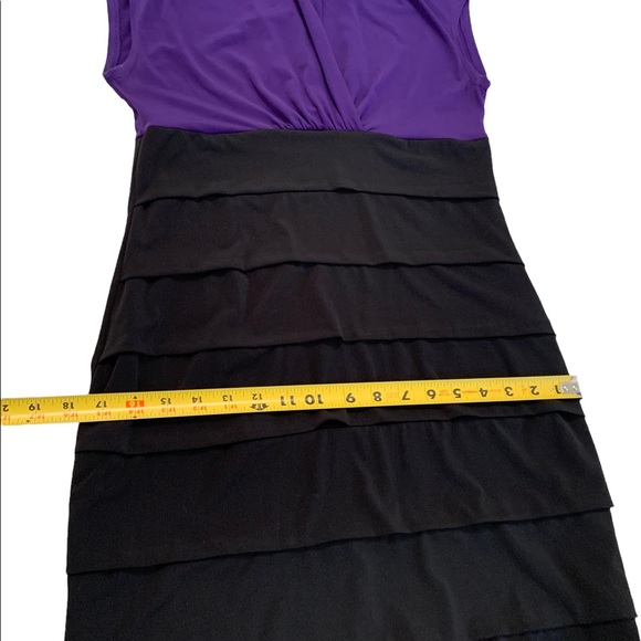 Enfocus Studio Black & Purple Midi Dress Size 10 - Picture 11 of 16
